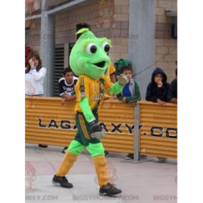 Costume de mascotte BIGGYMONKEY™ de grenouille verte avec de