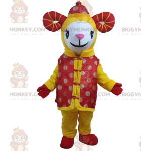 BIGGYMONKEY™ mascot costume yellow goat, giant sheep costume –