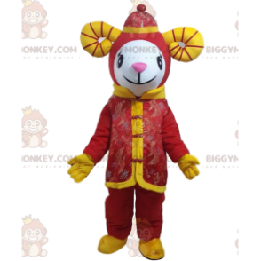 Rote Ziege BIGGYMONKEY™ Maskottchenkostüm, Riesenschafkostüm -