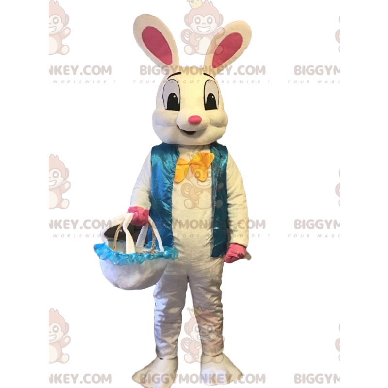 Disfraz de mascota Big Bunny BIGGYMONKEY™ con chaleco azul Disfraz de mascota Big Bunny BIGGYMONKEY™ con chaleco azul