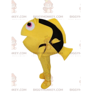 BIGGYMONKEY™ Maskottchenkostüm gelber und schwarzer Fisch