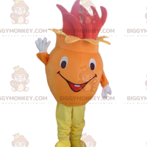 Costume de mascotte BIGGYMONKEY™ de fleur orange et rouge