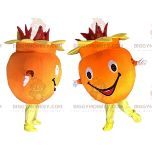 Orange and red flower BIGGYMONKEY™ mascot costume, fruit and