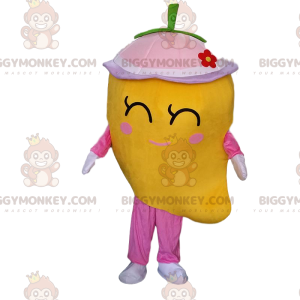 Giant Mango BIGGYMONKEY™ maskotdräkt, gul exotisk fruktdräkt -
