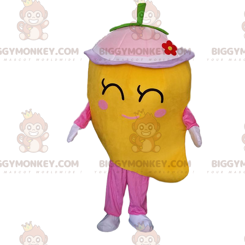 Giant Mango BIGGYMONKEY™ maskotdräkt, gul exotisk fruktdräkt - Frukt maskot - BIGGYMONKEY_09690 - BiggyMonkey.com