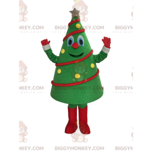 Feestelijk versierde groene boom BIGGYMONKEY™ mascottekostuum