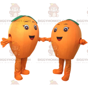 2 jättiläisoranssia BIGGYMONKEY™-maskottia, oranssit