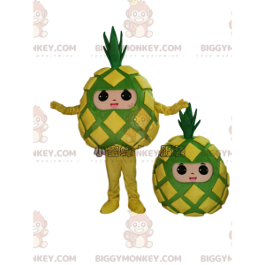 BIGGYMONKEY™ gelbes und grünes Ananas-Maskottchen-Kostüm