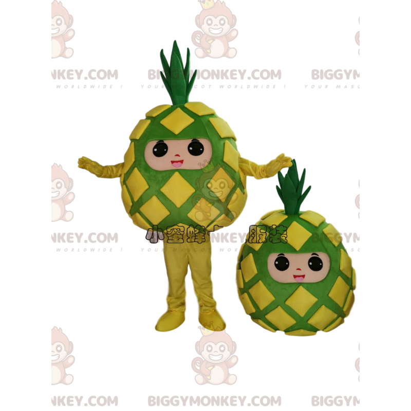 BIGGYMONKEY™ yellow and green pineapple mascot costume
