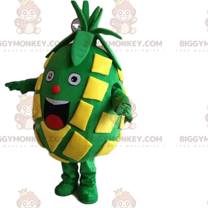 Very Smiling Big Green and Yellow Pineapple BIGGYMONKEY™ Mascot Very Smiling Big Green and Yellow Pineapple BIGGYMONKEY™ Mascot