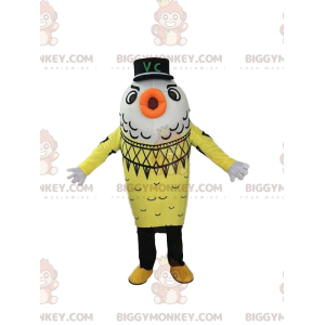 BIGGYMONKEY™ mascot costume yellow and white fish, sea costume