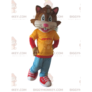BIGGYMONKEY™ mascot costume of cat dressed in youth outfit