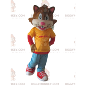 BIGGYMONKEY™ mascottekostuum van kat gekleed in jeugdoutfit