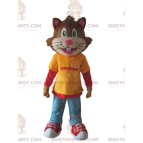 BIGGYMONKEY™ maskotdräkt av katt klädd i ungdomsdräkt