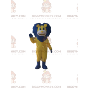 Disfraz de mascota BIGGYMONKEY™ de león amarillo y azul