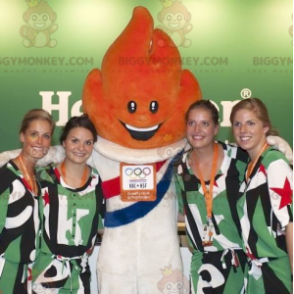 Olympische Spelen Oranje Vlam BIGGYMONKEY™ Mascottekostuum -