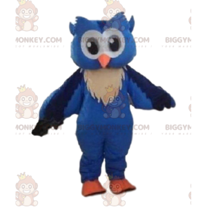 Blaue Eule BIGGYMONKEY™ Maskottchenkostüm, großes nachtaktives