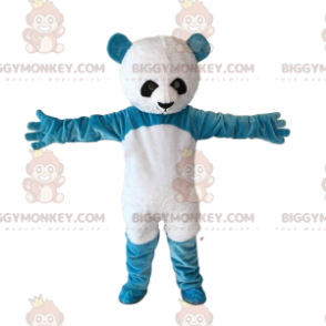 Kostým maskota BIGGYMONKEY™ Modro-bílý medvídek, Panda modrá –