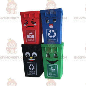 4 mascottes BIGGYMONKEY™ de bennes à ordures, costumes de