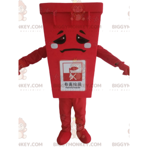 Roter Müllcontainer BIGGYMONKEY™ Maskottchen-Kostüm