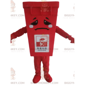 Traje de mascote de lixeira vermelha BIGGYMONKEY™, fantasia de