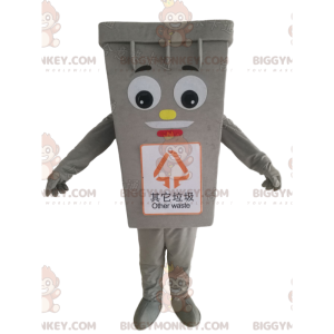 Kostým maskota Giant Grey Bin BIGGYMONKEY™, Kostým popelnice –