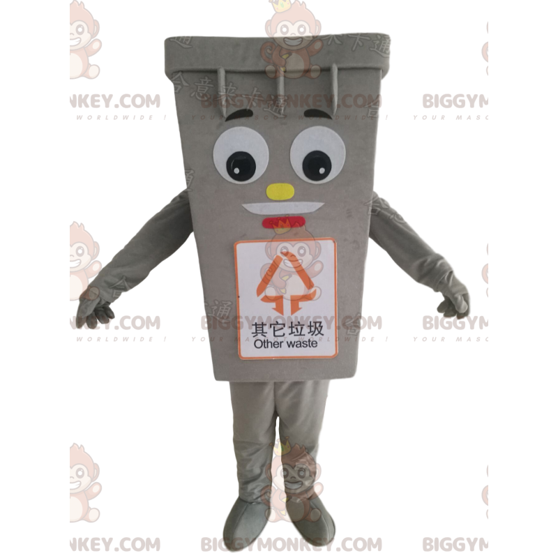 Costume da mascotte Giant Grey Bin BIGGYMONKEY™, costume da Costume da mascotte Giant Grey Bin BIGGYMONKEY™, costume da