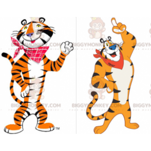 Berömda Frosties tigermaskotdräkt BIGGYMONKEY™ Orange vit och svart tiger - Maskoter kända människor - BiggyMonkey.com