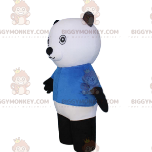 Traje de mascote BIGGYMONKEY™ de urso branco e preto, fantasia