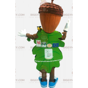 Costume da mascotte BIGGYMONKEY™ foglia verde con testa di