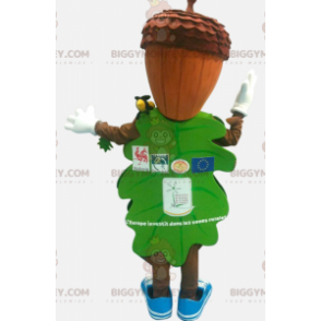 Costume de mascotte BIGGYMONKEY™ de feuille verte avec une tête