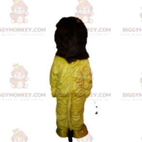 BIGGYMONKEY™ yellow and black lion mascot costume, plush lion