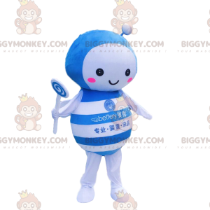 Blue and white bee BIGGYMONKEY™ mascot costume, insect costume