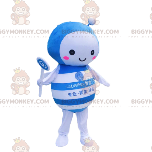 Traje de mascote de abelha azul e branca BIGGYMONKEY™, traje de