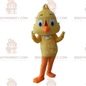 Traje de mascote BIGGYMONKEY™ pássaro amarelo, pintinho gordo