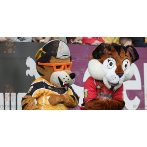 2 BIGGYMONKEY™s brune og hvite tigermaskot - Tiger maskoter - BIGGYMONKEY_01102 - BiggyMonkey.com