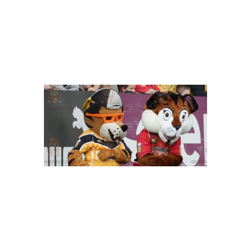 2 BIGGYMONKEY™s brown and white tiger mascot - Biggymonkey.com