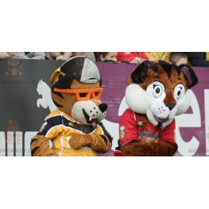 2 BIGGYMONKEY's bruine en witte tijgermascotte - Biggymonkey.com