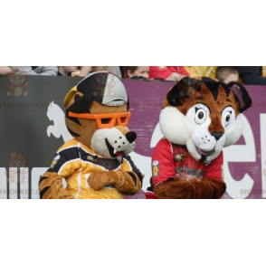 2 BIGGYMONKEY™s brown and white tiger mascot - Biggymonkey.com