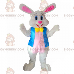 BIGGYMONKEY™ White and Pink Rabbit Mascot Costume, Plush Bunny