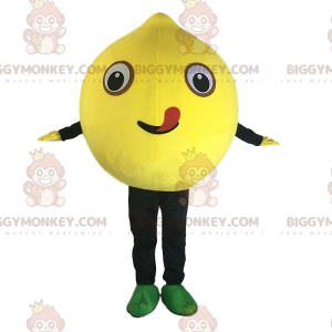 Giant yellow lemon BIGGYMONKEY™ mascot costume, yellow fruit