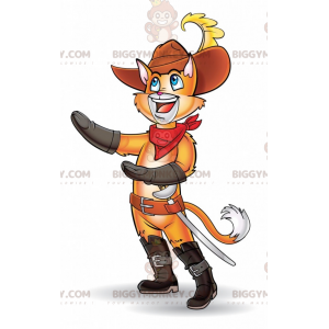 Costume de mascotte BIGGYMONKEY™ orange de chat botté -