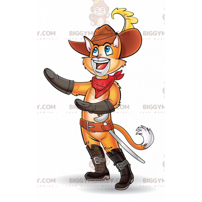 BIGGYMONKEY™ Orange Puss In Boots Mascot Costume -