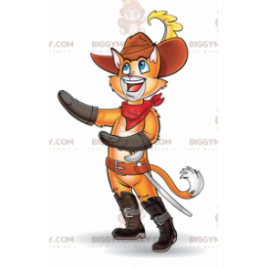 BIGGYMONKEY™ Orange Puss In Boots Maskotkostume -