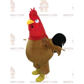 Brown, Black and Red Rooster BIGGYMONKEY™ Mascot Costume, Giant