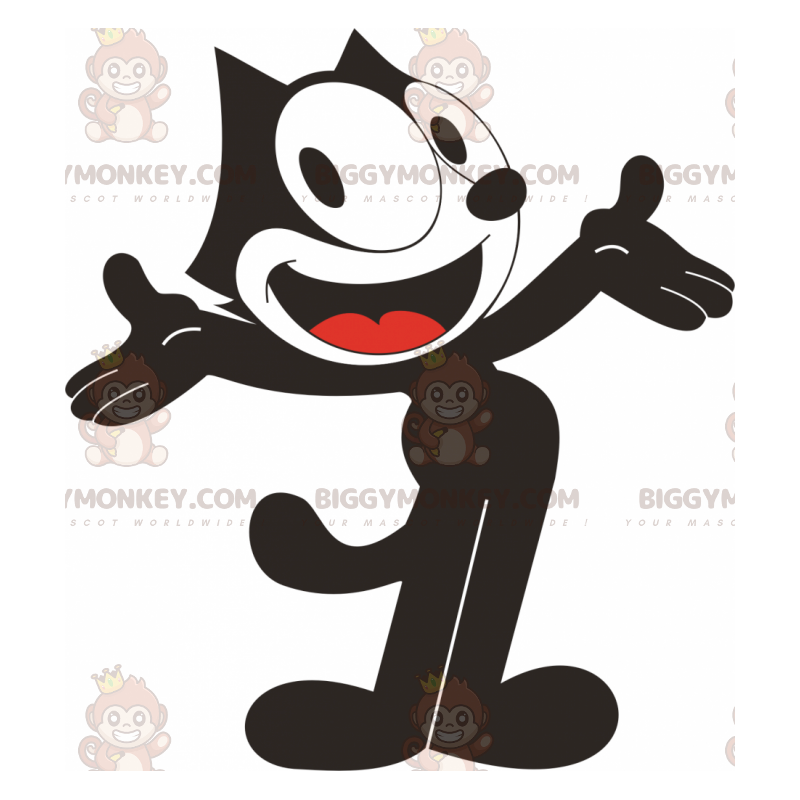 Costume de mascotte BIGGYMONKEY™ de Félix le chat chat noir et