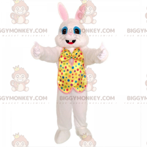 White Rabbit BIGGYMONKEY™ Mascot Costume with festive outfit.