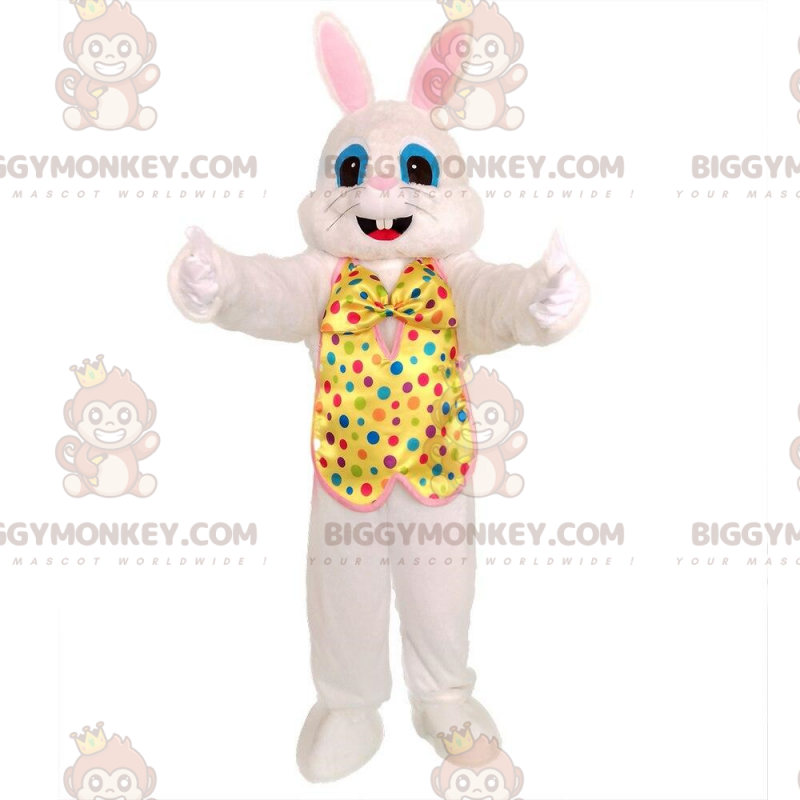 Traje de mascote de coelho branco BIGGYMONKEY™ com roupa