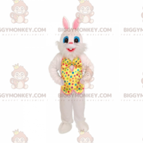 Hvid kanin BIGGYMONKEY™ maskotkostume med festligt outfit. festlig kanin - Kanin maskot - BIGGYMONKEY_09759 - BiggyMonkey.com