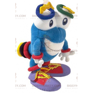 Costume de mascotte BIGGYMONKEY™ de bonhomme bleu avec de